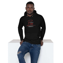 Load image into Gallery viewer, Man wearing a black Gorilla Boss Mindset pullover hoodie, showcasing a sleek and confident style.