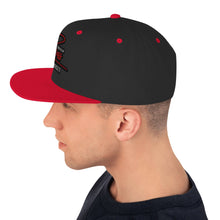 Load image into Gallery viewer, Side view of Gorilla Boss Mindset Snapback Hat featuring black body and red brim, showcasing a bold design.

