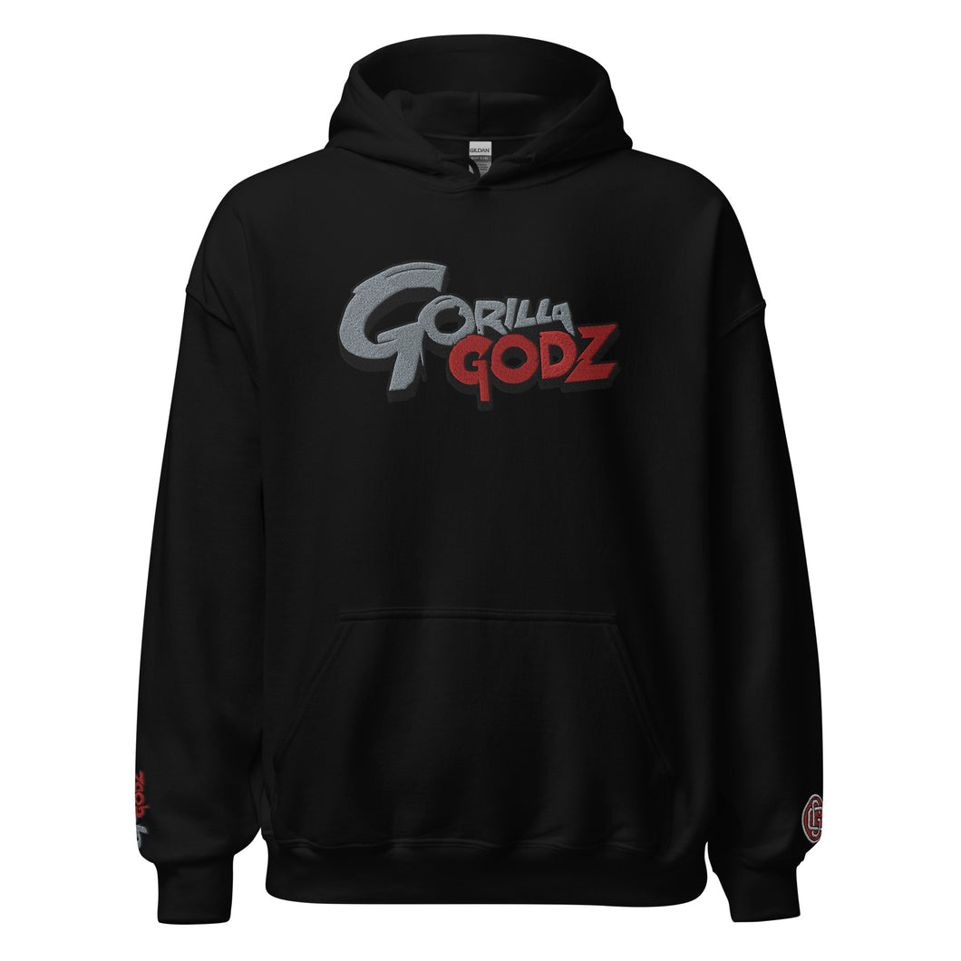 Silver and Red Gorilla Godz Unisex Hoodie