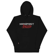 Load image into Gallery viewer, Black &quot;Manifest Success&quot; unisex hoodie with stylish lettering and a comfortable design. Ideal for success-minded individuals.
