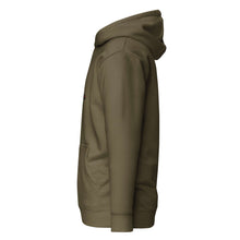 Load image into Gallery viewer, Side view of the olive green Gorilla Boss Mindset Pullover Hoodie, showcasing its soft fabric and stylish design.
