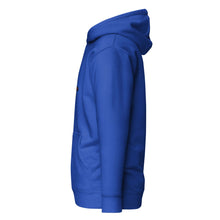 Load image into Gallery viewer, Side view of the blue Gorilla Boss Mindset Pullover Hoodie showcasing its sleek design and premium fabric.
